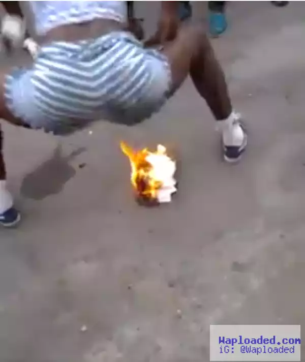 See how this babe almost got burnt while dancing over fire